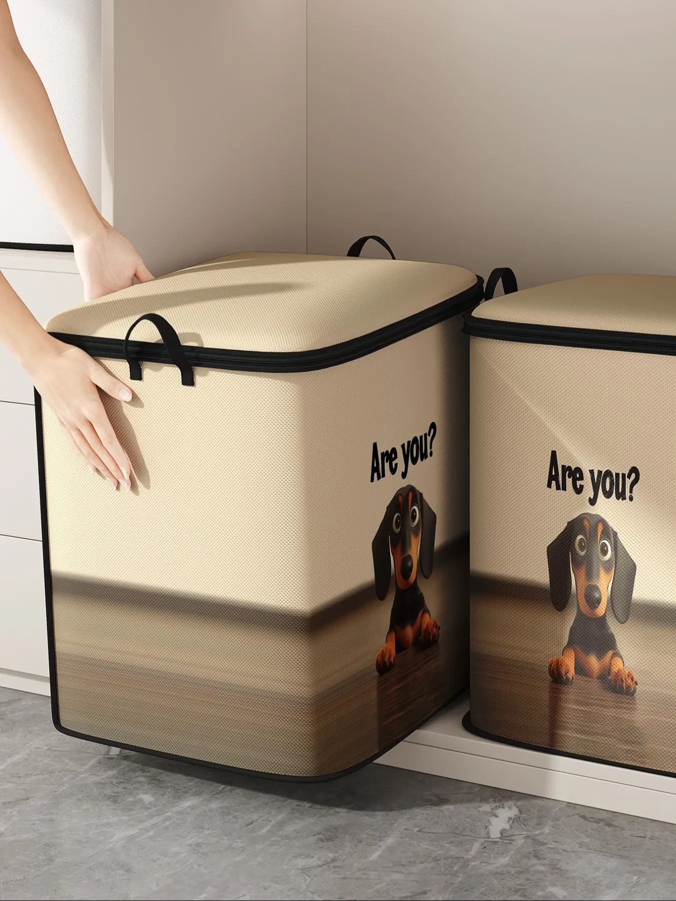 Dog Print Blanket Storage Bag, Cute and Practical Organizer for Kids, Durable Material with Easy Carry Handles, Perfect for Home Use, Travel Organizer Bag, Organized Storage