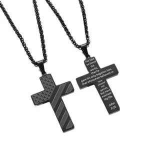 Men's Chain & Link Cross Necklace - Ideal Gift for Graduation, Christmas (Stocking Stuffer for 10, 12-Year-Old Boys, Teens, Him, Boyfriend, Son, Confirmation)