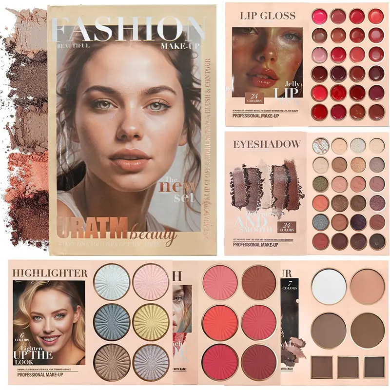 Magazine-Style Full Makeup Set, Cosmetics Kit, 24-Color Eyeshadow Palette, Multicolor Lip Gloss, Highlighter, Blush & Contouring Kit, Long-Lasting Finish, Face Makeup Sets, Makeup Kits