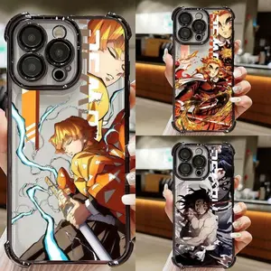 Anime Demon Slayer Plating Case For iPhone 17 16 15 14 13 12 11 X XS Pro Max Plus AIR X XS Samsung S21 S22 S23 S24 S25 Anti-Fall Airabag Back Cover Christmas gifts #YGSJDGM11