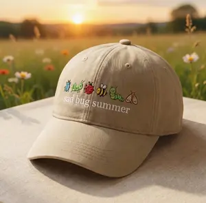 Embroidered Sad Bug Summer Hat, Cute Insect Dad Cap, Funny Botanical Baseball Hat, Nature Lover Gift for Garden Fans