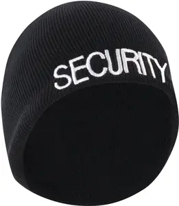 Black - SECURITY Skull Cap, Acrylic Beanie for Guards & Officers