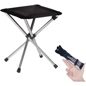 Portable 13.8 Inch Compact Telescopic Folding Stool, 1.32lbs Lightweight Small Foldable Chair with Carry Bag for Camping Hiking Outdoor Concert