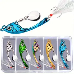 New 5pcs/set High Performance Zinc Alloy Fishing Lure, Rotating Sequins, Long Distance Vib Micro Vibration Tail, Ideal for Bass Trout