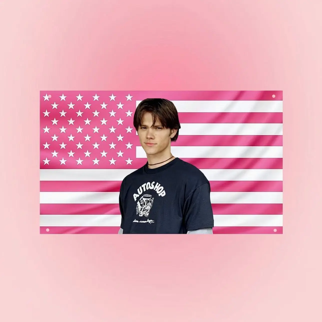 Sam Winchester Pink USA Flag | Supernatural Flag Wall Tapestry | Pink American Flag Room Decor | SPN Fan Gift