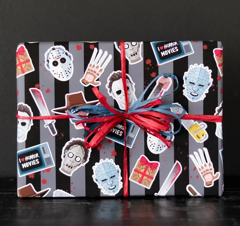 I ?? Horror Wrapping Paper, Halloween Gift Wrap