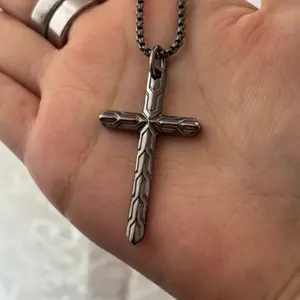 Cross Necklace with Cross Pendant, Textured Design, Chain included, Ideal for Daily Wear