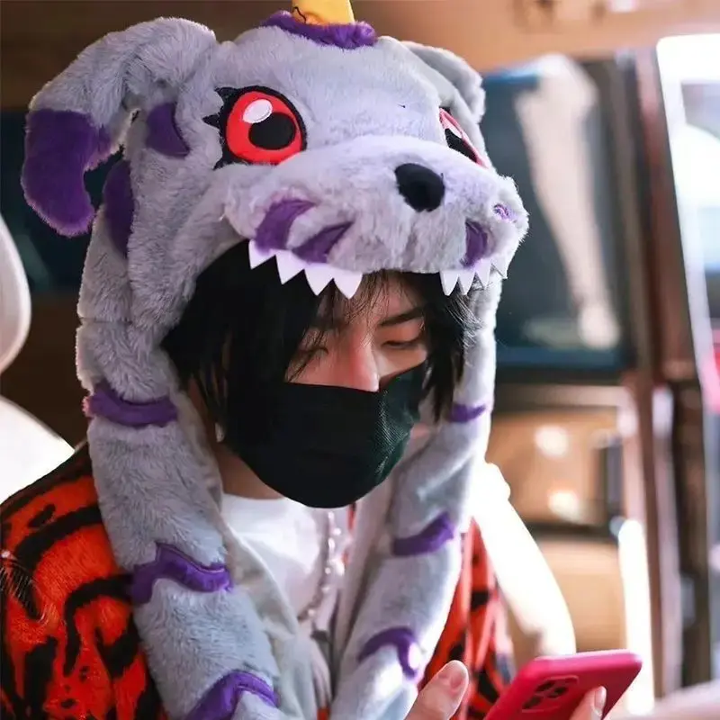 Digimon Adventure Gabumon Hat Anime Peripheral Plush Toy Cos Anime Figure Cartoon Kawaii Scarf Gloves Gift