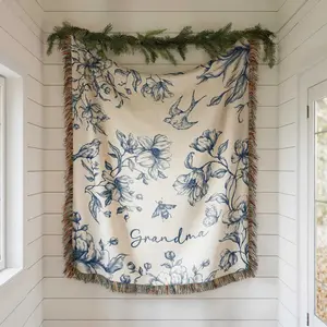Personalized Grandma Blanket , Custom Grandmother Throw , Nana Floral Blanket , Best Gift for Grandparents , Christmas Gifts , Gift for Mom