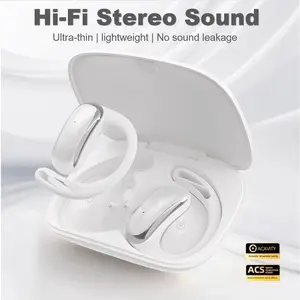 Open Ear Wireless Bluetooth Headphones, Sport Over Headset Built-in Mic,Silicone Ear Hanger,360-Degree Panoramic Sound,Air Conduction, Wireless Earbuds for Meeting, Driving,Traveling