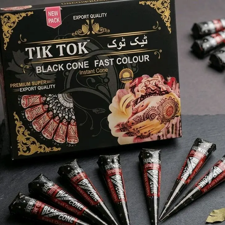TikTok-Black Henna Cone for Easy Henna Color Application, Temporary Short-Stain Duration, Rich Black Tone