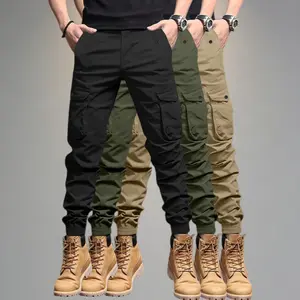 2026 New Men's Pants Spring and Autumn Workwear Pants Youth Slim Fit Outdoor Multi-Pocket Pants Casual Pants Jogger Pants 3-Pack