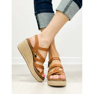 Corkys All Nighter Wedge Sandals in COGNAC