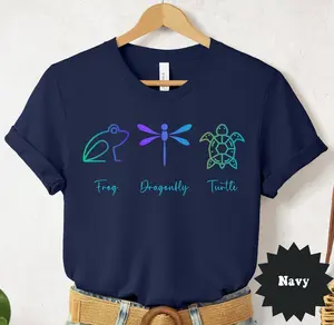 Subtle FDT T-Shirt, Neon Colored Frog Dragonfly Turtle Shirt, Minimalist FDT Shirt, Resist Shirt, Gift for Liberal