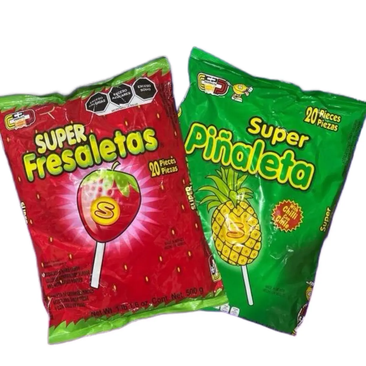 Super Fresaleta or Piñaleta Lollipops Candy Sweet Snack Strawberry Pineapple Candies Bonbon Fruity
