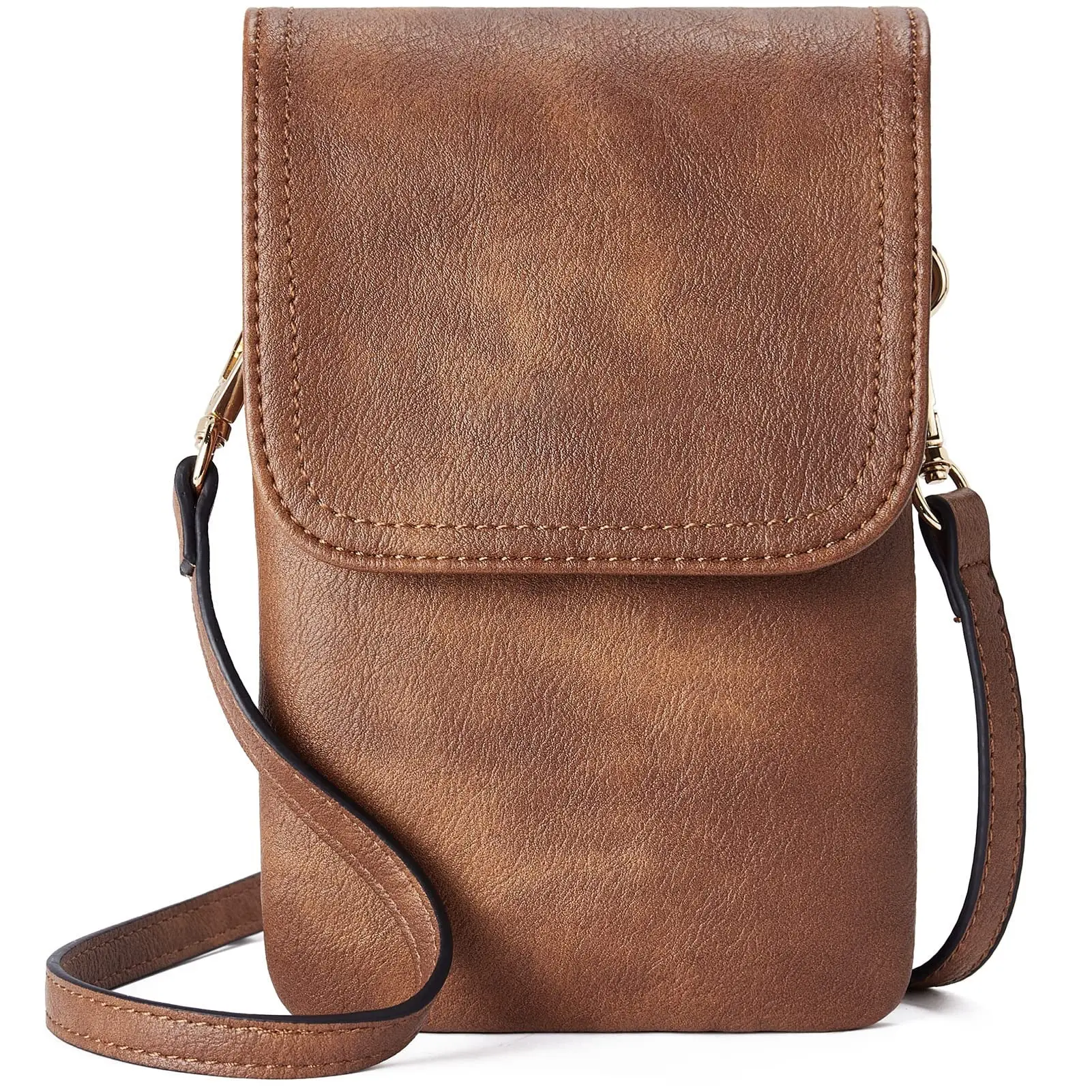 Vertical PU Leather Crossbody Bag for Women and Men, Small Plain Messenger with Secure Anti-Theft Zip Pockets and Adjustable Strap, Water Resistant