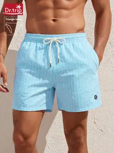 Men's Beach Shorts Bubble Mesh Fabric Quick-Dry Triangle Lining Elastic Waist Loose Fit Swimwear, Casual Summer Fashion, Swimming Shorts, Swimming Trunks