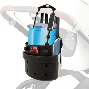 Drink Keeper Universal Drink Cup Holder for Walker | Extra Large Stroller Cup Holder with Phone Side Pockets | Perfect for Beach or Lounge Chair | Hold Accessories for Boat, Kitchen, Office, or Car