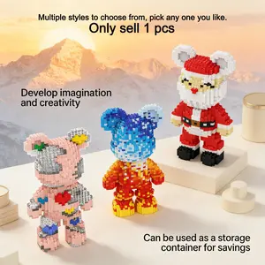 Multicolor Surprise Gift Bear 3D Puzzle Diy Building Model Building Blocks Model Decoration, Home Office Bookshelf Decor, Party Living Room TV Stand Display