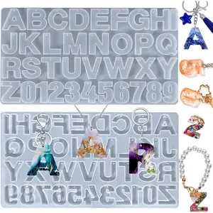 Alphabet Molds, Large Reversed Letter Number Alphabet Silicone Molds with Hole for Epoxy Resin Casting Keychain Jewelry Pendant Gift Making
