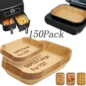 150 Pcs Disposable Parchment Paper Rectangular,include Ninja Smart 50pcs L and 100pcs S Air Fryer Liners,For Ninja Foodi Air Fryer Accessories