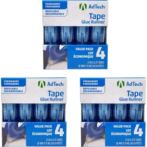 Permanent Glue Runner, 35 Yards (3-Pack) | Double-Sided Adhesive for Crafting, Scrapbooking & Office Use | Acid-Free, Reliable Bond