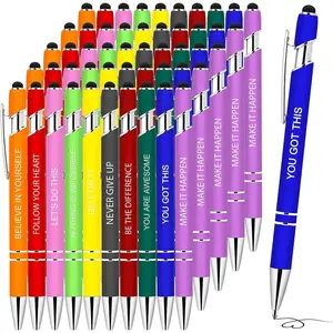 50 count Inspirational Pens, Motivational Ballpoint Pen with Stylus Tip Funny Ink Pens Bulk Inspirational Gifts for Women Coworkers Office Supplies Black Ink