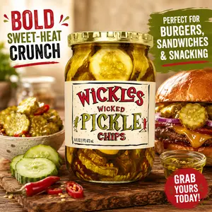 Wickles Wicked Pickle Chips - 16 oz Pantry Staple Pickled Vegetable Snack