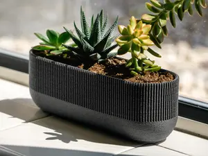 Modern Trio Planter Pot, with Drainage Holes, Drip Tray, Multiple Colors, 3D Printed