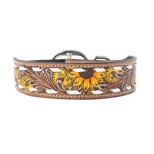 Hand Tooled Leather Dog Collar