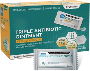 Triple Healing Ointment Packets Bulk 144 x 0.9g, Individual First Aid Ointment for Burns, Cuts, Wound Care Antibacterial Skincare Cream Acne Daily Skin Repair Healthcare Bathroom Therapy Treatment