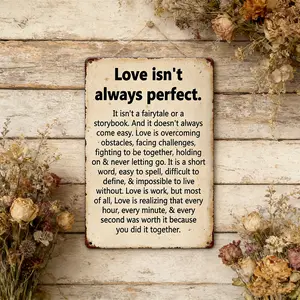 Valentine’s Day Love Quote Tin Sign 12x8 Inch Romantic Metal Wall Decor for Couples Anniversary Gift