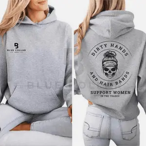 Dirty Hands And Hair Bands Skull Blue Collar Hoodie Sweatshirt And T-Shirt - Support Blue Collar Women - Support Women I_657 Hoodied Hoodies for Men &