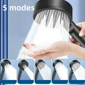 1pc five-speed multi-functional shower pressurized showerhead, pressurized showerhead, bathroom accessories, handheld showerhead, wall-mounted showerhead, single head, Pressure Showerhead, Adjustable Handheld Showers