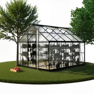 MNLR 8x10 FT Aluminum Polycarbonate Greenhouse, Walk-In Outdoor Greenhouse with Roof Vent for Backyard & Garden, Black