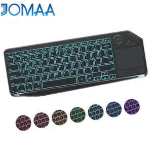 JOMAA 7 Color Backlit 2.4G Wireless Dual Mode Keyboard with Touchpad for Smart TV Tablet Multimedia Rechargeable Keyboard