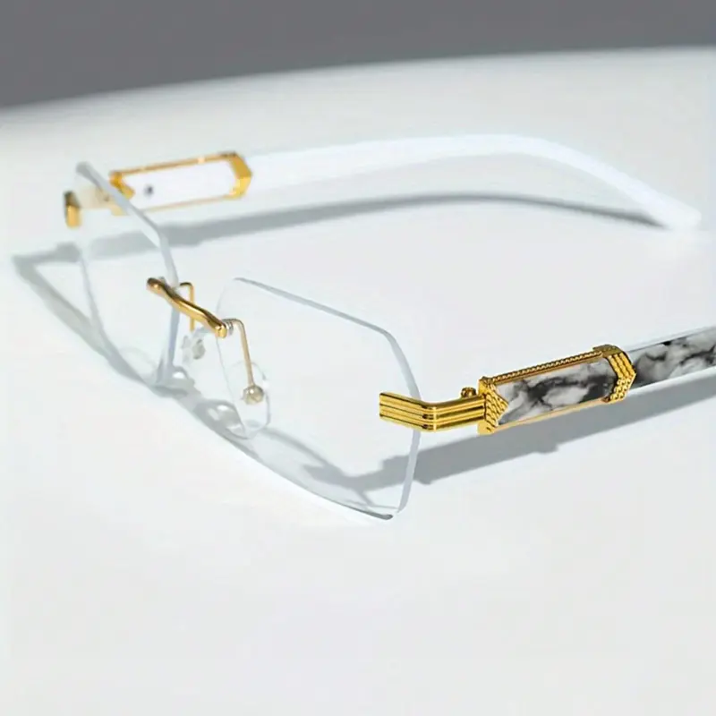 Unisex Minimalist Temperament Marble Pattern Rimless Eyeglasses, Trendy All-match Eyeglasses for Everyday Use, Fashion Accessories for Outdoor Activities, Trendy Casual Eyeglasses, Trending Glasses