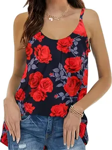 Women's Floral Print Ruched Front Cami Top, Plus Size Fashion Sleeveless Blouse, Summer Casual Wear, Elegant Ladies' Clothing