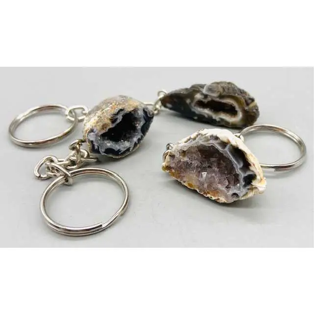 Geode Keychain Natural Crystal Druzy Gift for Daily Carry Geode Keychain Natural Crystal Druzy Gift for Daily Carry
