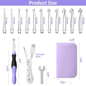 Lighted Crochet Hooks Set - 11 Sizes Light Up Crochet Hook Set Rechargeable - Interchangeable Crochet Set with Ergonomic Handle for Beginners - Crochet Needles Kit