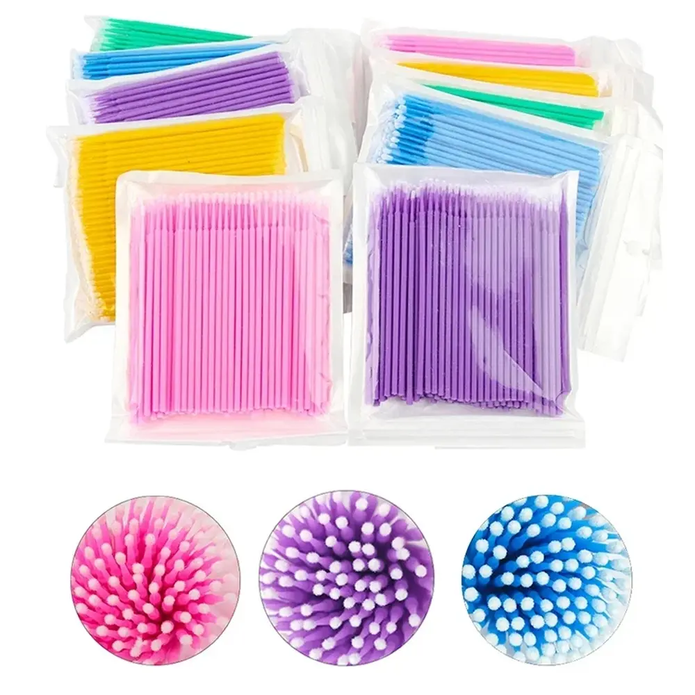 100Pcs Eyelash Cleaning Brush Lash Extension Micro Cotton Swab Individual Eyelashes Microbrush Beauty Makeup Clean Remover Tools
