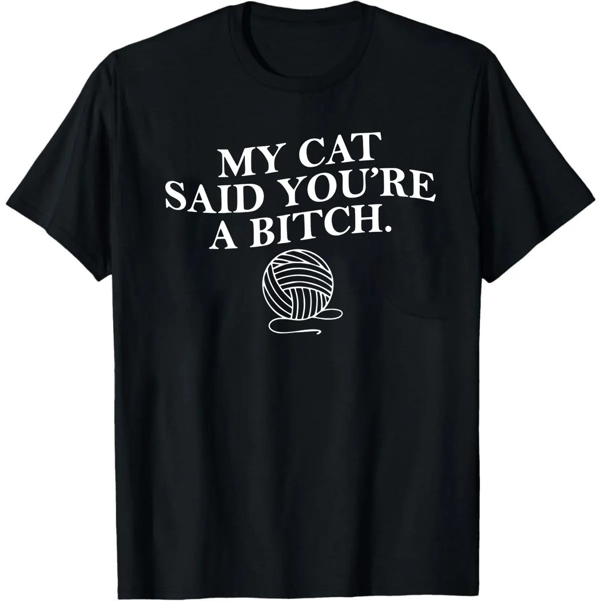 Men's Shortsleeve Round Neck T-Shirt - USA-Made Menswear Top, Seamless Soft Cotton, "My Cat Said You're A Jerk" Graphic-Printed Casual Unisex Apparel, Smooth Fabric