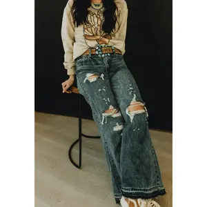 Distressed high rise vintage jeans