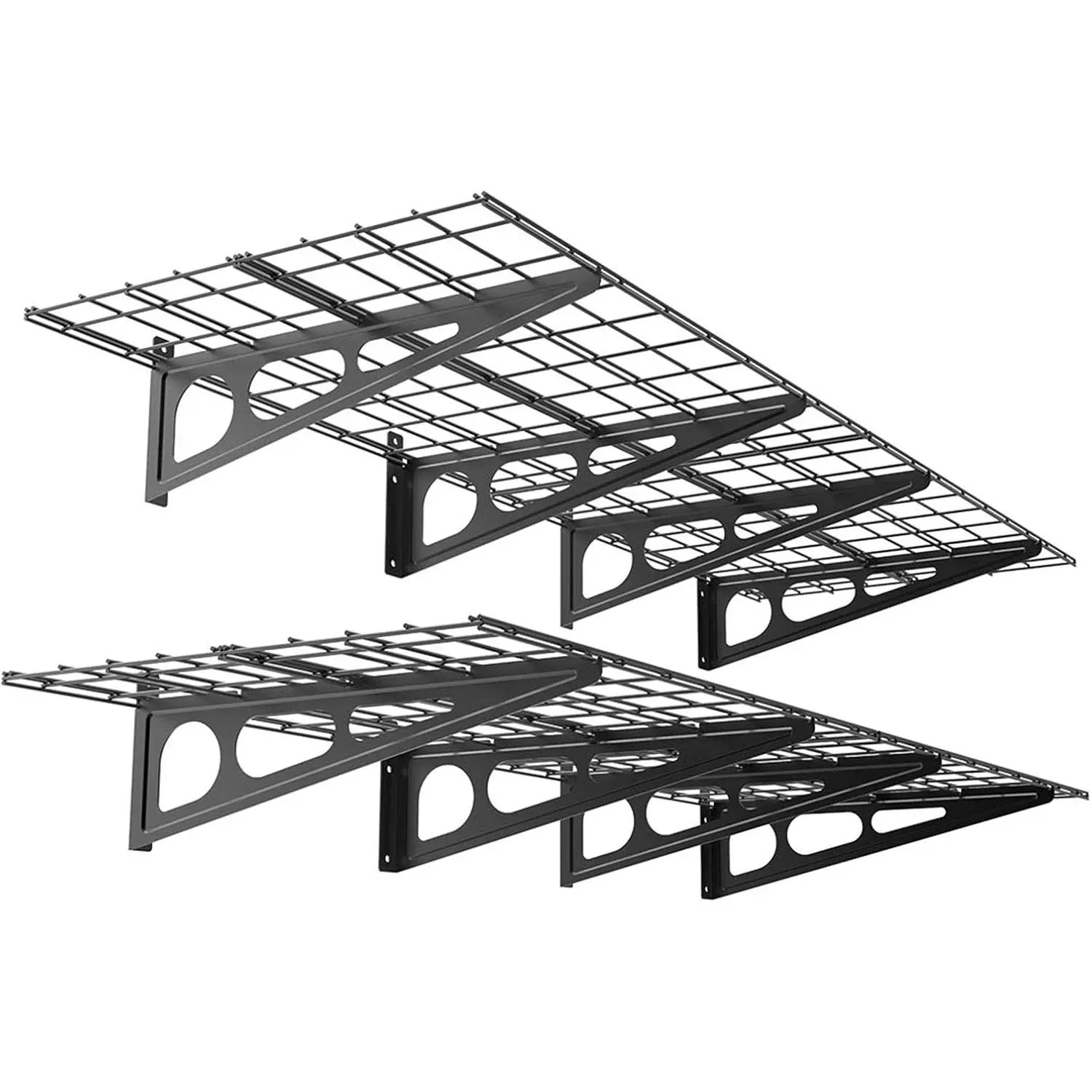 2-Pack 2x6ft Garage Shelving 24-inch-by-72-inch Wall Shelf Garage Storage Rack Floating Shelves, Black
