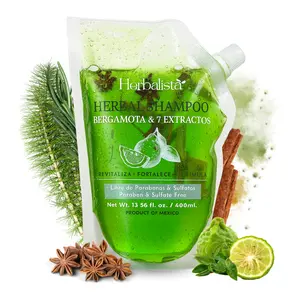 Herbalista Viral Bergamot Herbal Shampoo 400ml (13.5 fl oz) – With 7 Extracts: Rosemary, Ginger, Anise, Green Tea, Horsetail & Cinnamon – Natural & Handcrafted