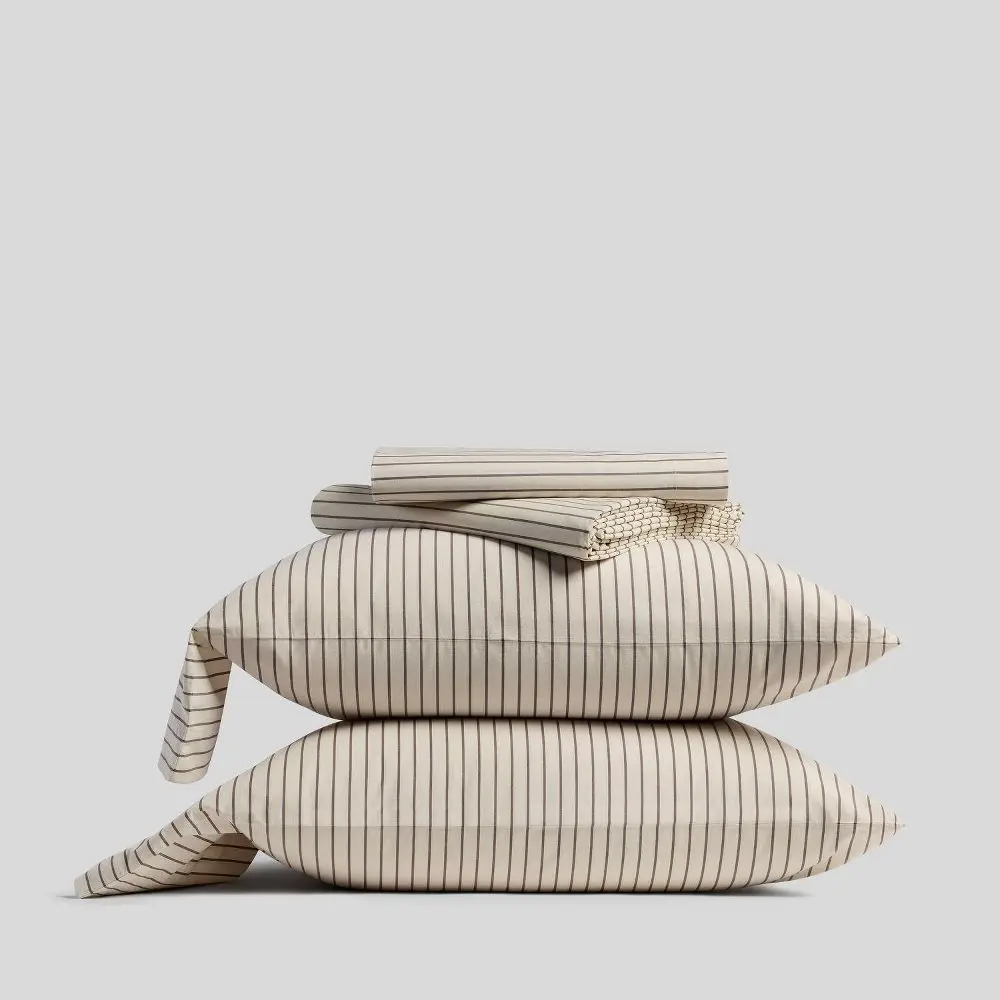Parachute Queen Casual Organic Cotton Narrow Stripe Sheet Set Bedding
