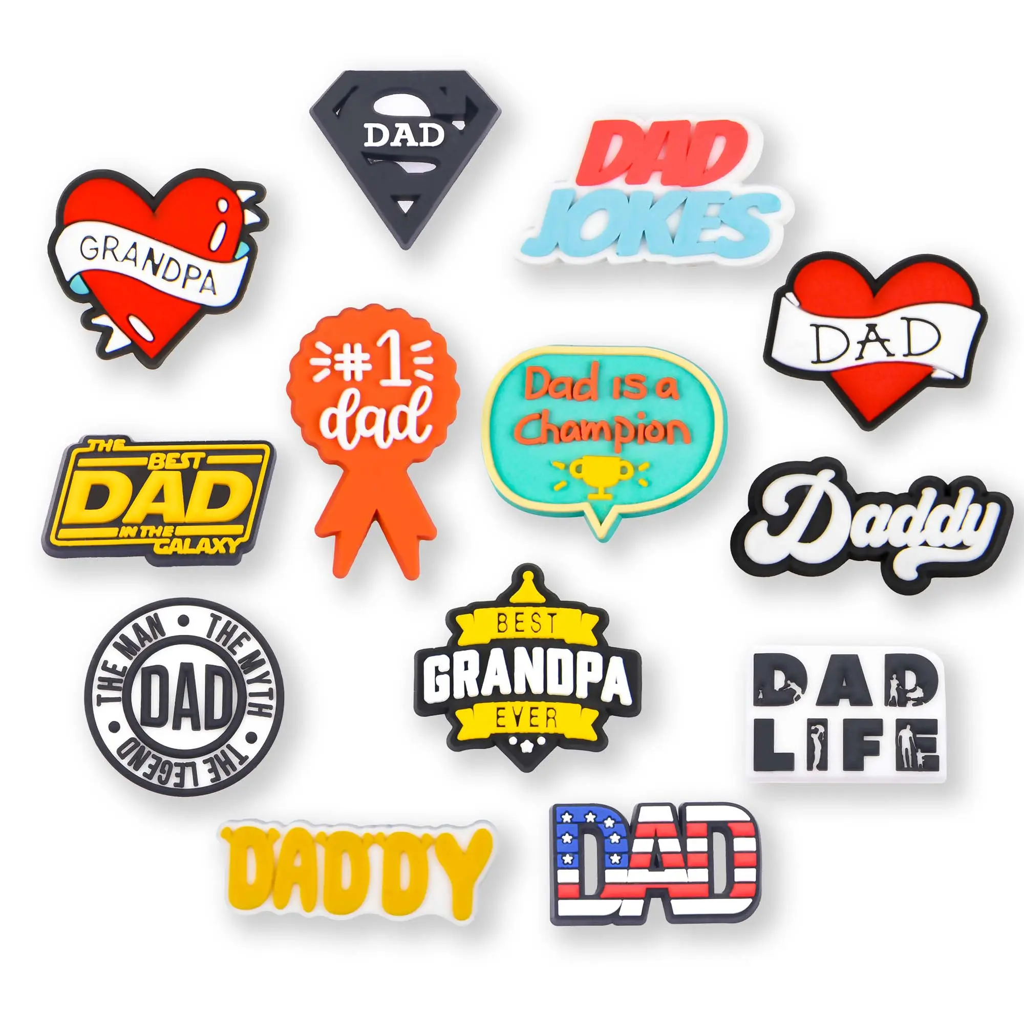 Dad Croc Charms Gift 13PCS PVC Clog Pins Accessories Party Favors Birthday Gifts Holidays Decoration for Boys Women Girls