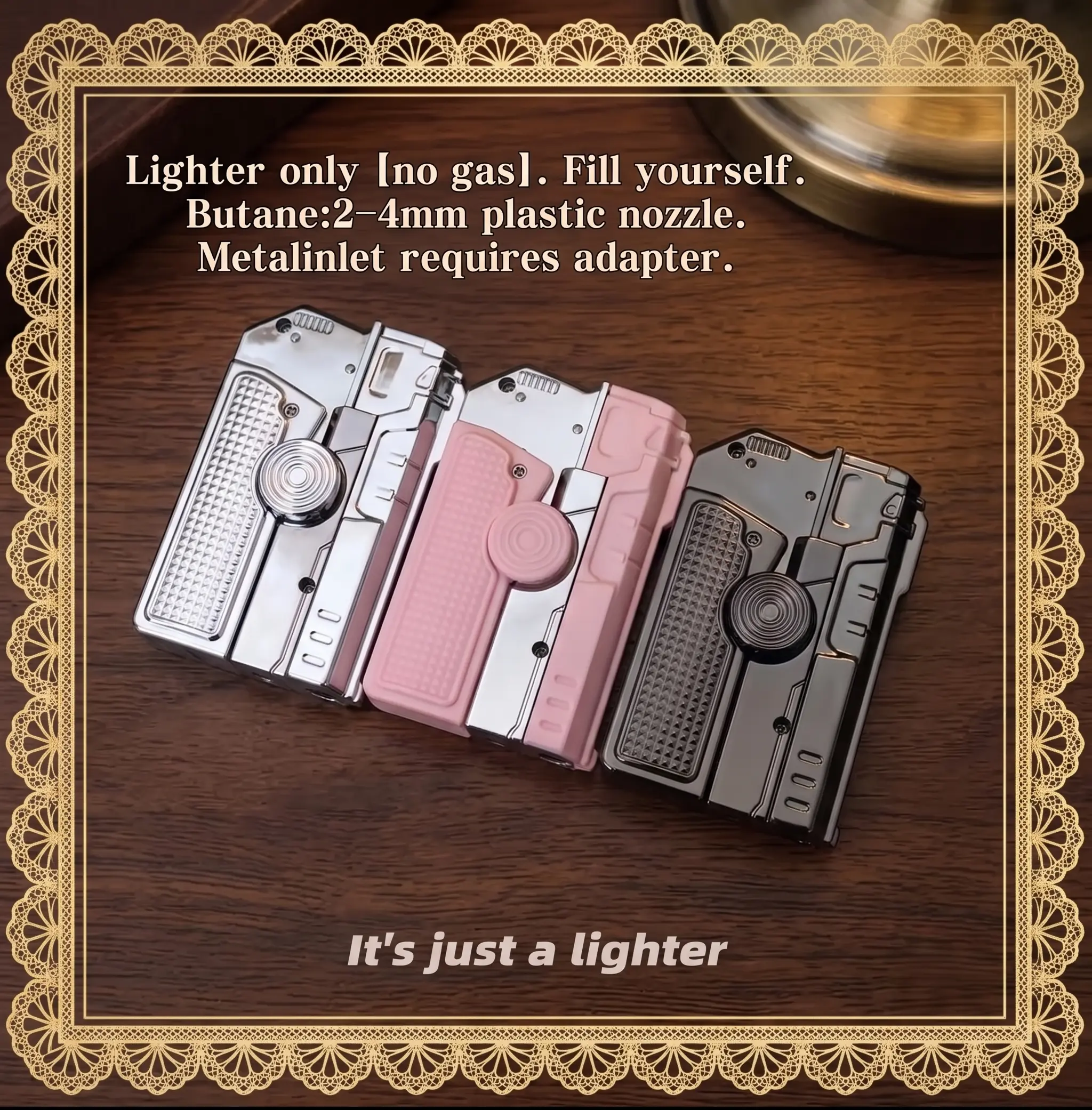(Gas Not Included)Windproof Refillable Adjustable Flame Multi-Functional Lighter Elegant Spinning Candle Lighter for Home Candles, Camping, Gifts for him her