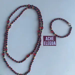 Elegua Eleke and Ide Handmade Necklace - Unique Orisha-Representing Piece with Colorful Beads and Spiritual Meaning