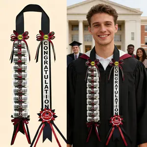 Graduation Party DIY Wreath Craft Kit with Multiple Ribbon Patterns, Perfect for Graduation Celebration Decorations; DIY Braided Ribbon Shawl, Suitable for Graduates and Holiday Events.